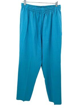 VINTAGE CARINA TEAL BLUE HIGH RISE DRAWSTRING ELASTIC WAIST PANTS W/ POCKETS - M